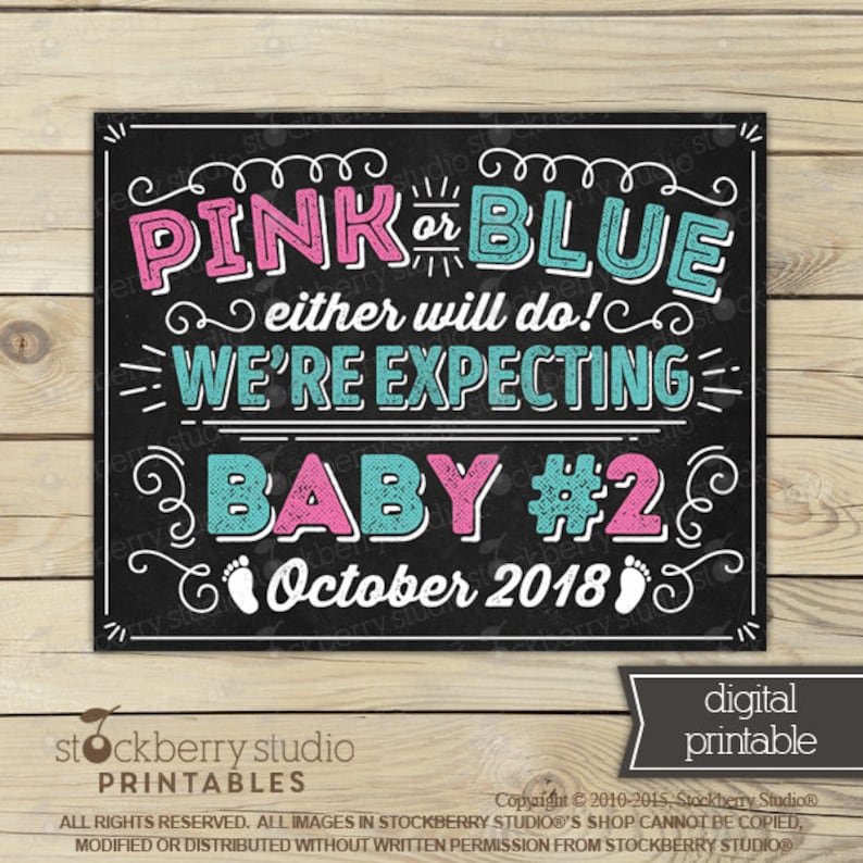 Pink or Blue Either Will Do Mommy/'s Expecting Baby Number 3 Sign Printable 3rd Child 3rd Pregnancy Sibling Pregnancy Announcement Sign