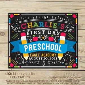 First Day of Nursery School Sign Printable 1st Day of Year One School ...