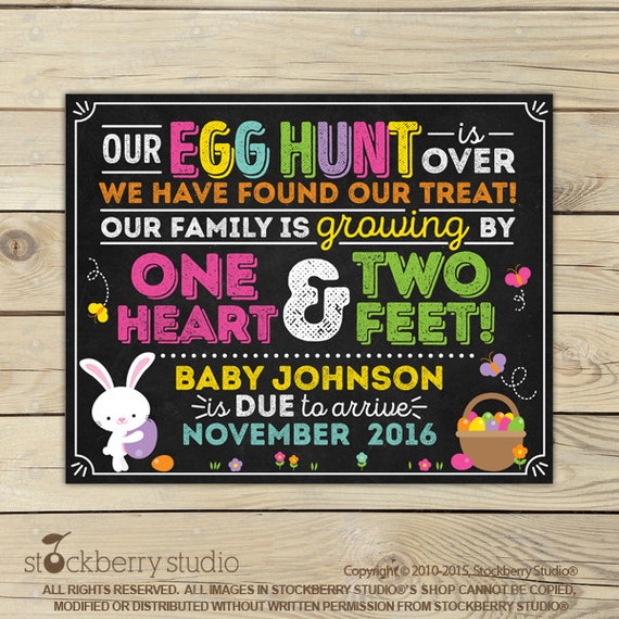 Easter Pregnancy Announcement Chalkboard Sign Printable - Easter Egg Hunt Baby Announcement Sign - Egg Pregnancy Announcement Il_570xn