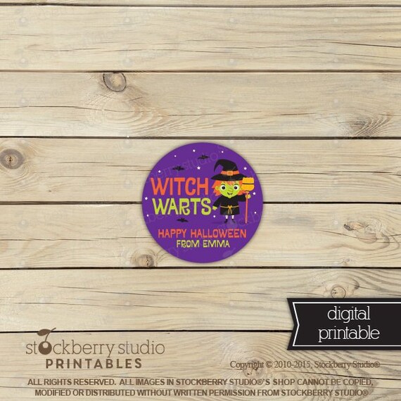 Halloween Stickers - Witch Warts - Personalized Halloween Sticker - Halloween Favor Tags for Kids - Printable Halloween Labels Il_570xn