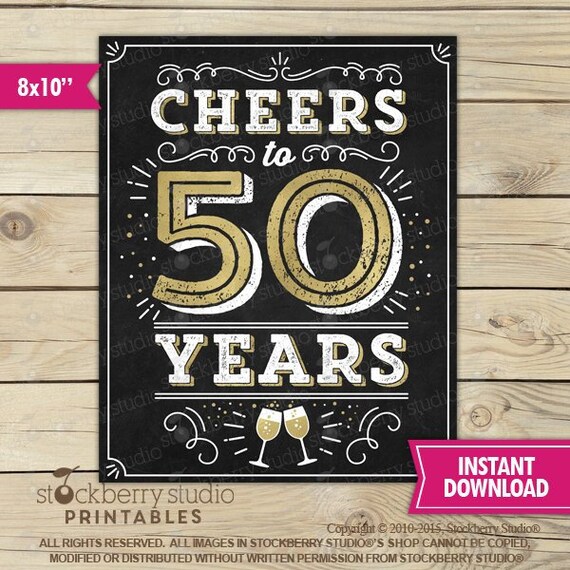 Cheers To 50 Years Sign Printable 50th Birthday Sign 50th