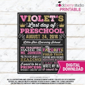 Last Day of School Chalkboard Sign Printable Last Day of School Sign ...