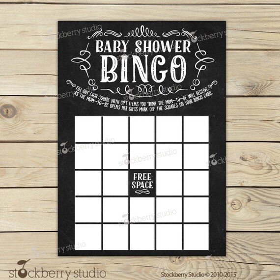 Chalkboard Baby Shower Bingo Game Printable - Instant Download - Chalkboard Baby Shower Games - Black and White Baby Shower Baby Bingo Cards Il_570xn
