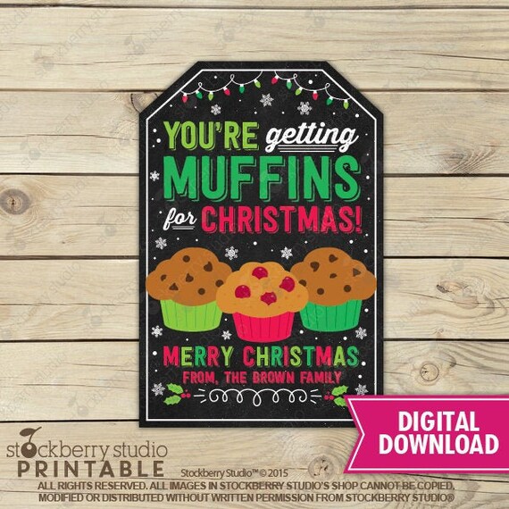 Holiday Muffin Gift Tags Printable - christmas muffin tags - Funny Christmas Labels - White Elephant Gag Gift - Hostess Neighbor Gift Il_570xn