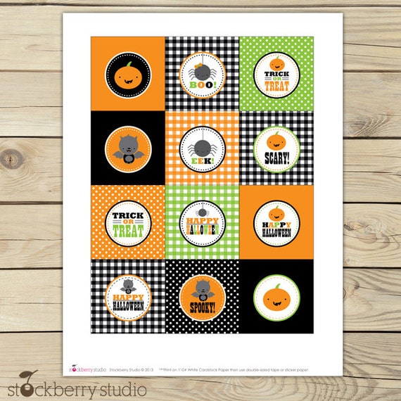 Halloween Cupcake Toppers Printable - Halloween Favor Tags - Halloween Printables - Halloween Stickers - Halloween Tags - Halloween Labels Il_570xn