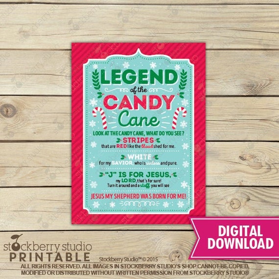 Printable Legend of the Candy Cane Tag - Jesus Christmas Gift Tag - Jesus is the Reason Tag - Religious Gift Tags - Candy Cane Gift Tags Il_570xn