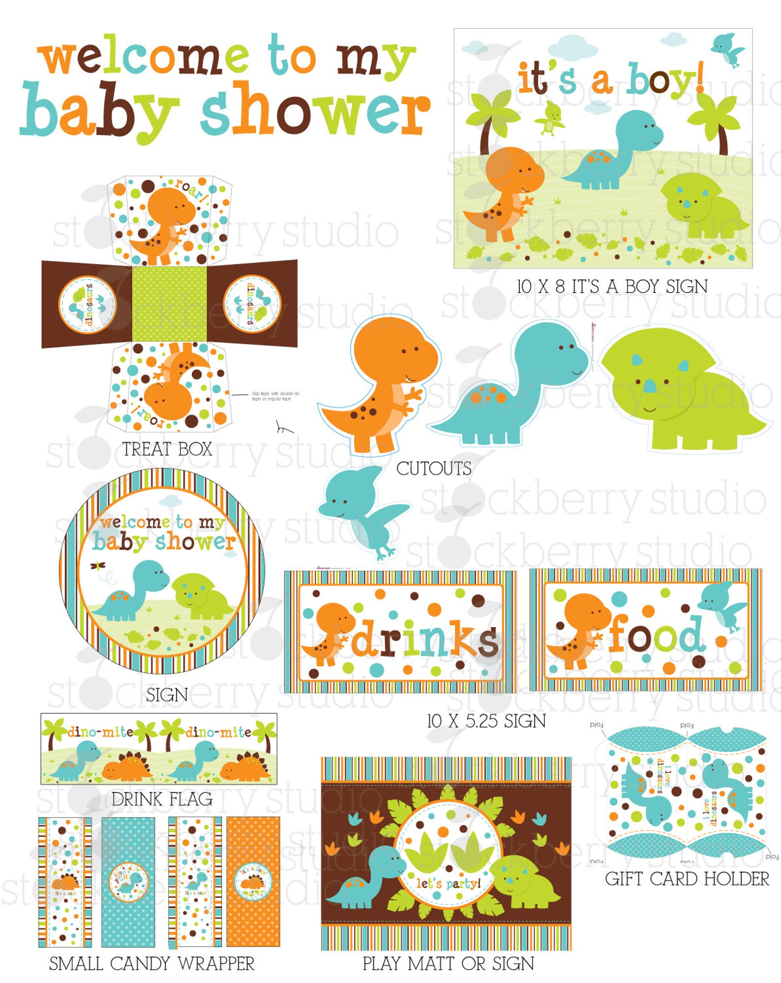Dinosaur Baby Shower Decorations Printable Dinosaur Party | Etsy