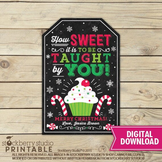 Christmas Teacher Thank You Tags Printable - Christmas Favor Tags - Holiday Labels - Teacher Christmas Gift Tags - Cookie Candy Treat Tags Il_570xn