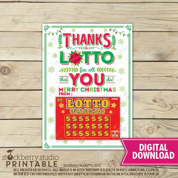 Holiday Lottery Ticket Holder Christmas Lottery Gift Card Holder Thanks A Lotto For All That You Do Thanks a Lotto Christmas Printable Il_570xn