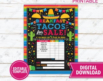 Taco Fundraiser Flyer Taco Fiesta Charity Benefit Church School PTO PTA Community Event Printable Instant Download Editable