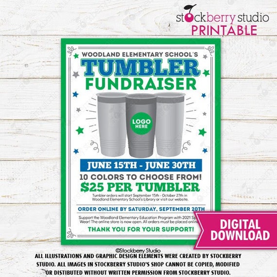 Tumbler Fundraiser Flyer Printable PTO PTA Coffee Cup Mug Product Sale