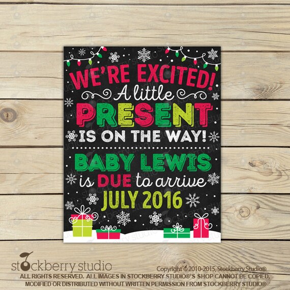 Christmas Pregnancy Announcement Sign Printable - Holiday Baby Announcement Chalkboard Sign - Pregnancy Reveal - Were Expecting - Winter Il_570xn