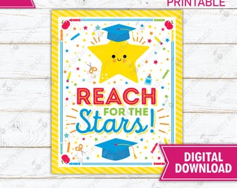 Graduation Ceremony Program Reach for the Stars Sign Template Printable