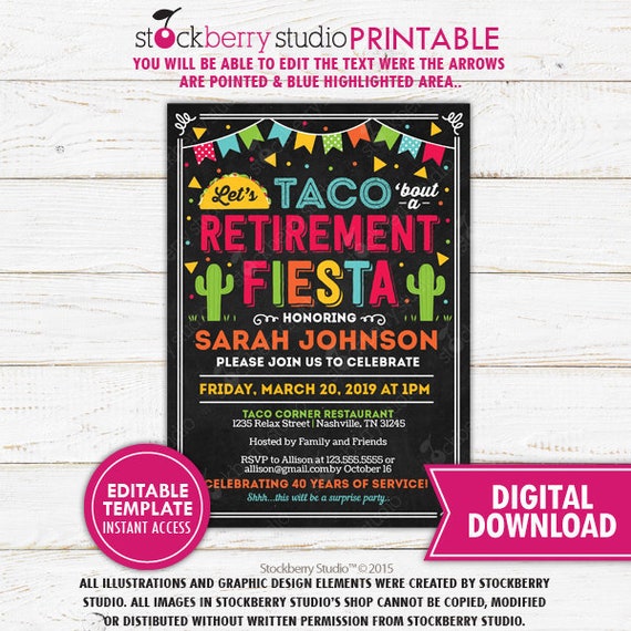 Fiesta Retirement Invitation Printable Fiesta Retirement Party Mexican Retirement Fiesta Nacho Average Retirement Invite Instant Download Il_570xn