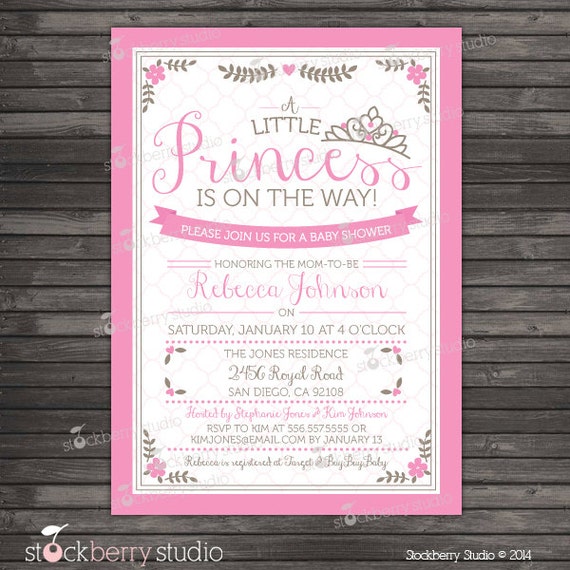 Princess Baby Shower Invitation Printable - Princess Baby Shower Invites - Little Princess Baby Shower - Royal Baby Shower Invitation Il_570xn