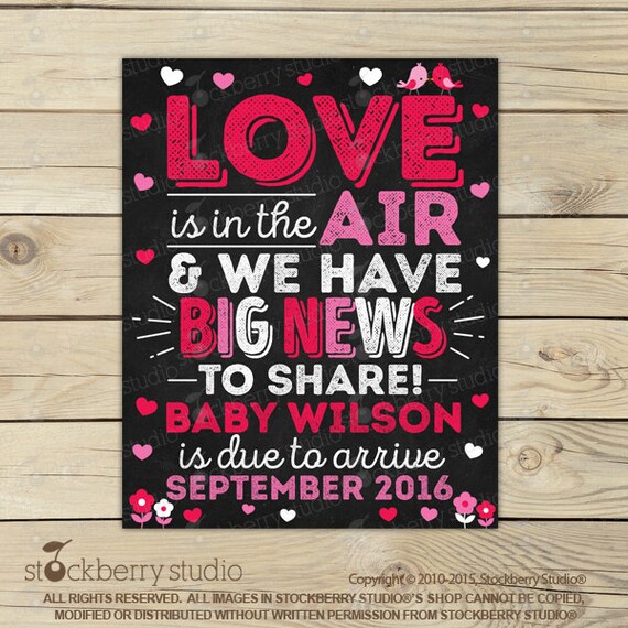 Valentines Day Pregnancy Announcement Chalkboard Sign Printable - Valentines Pregnancy Announcement - Valentines Day Baby Announcement Sign Il_570xn