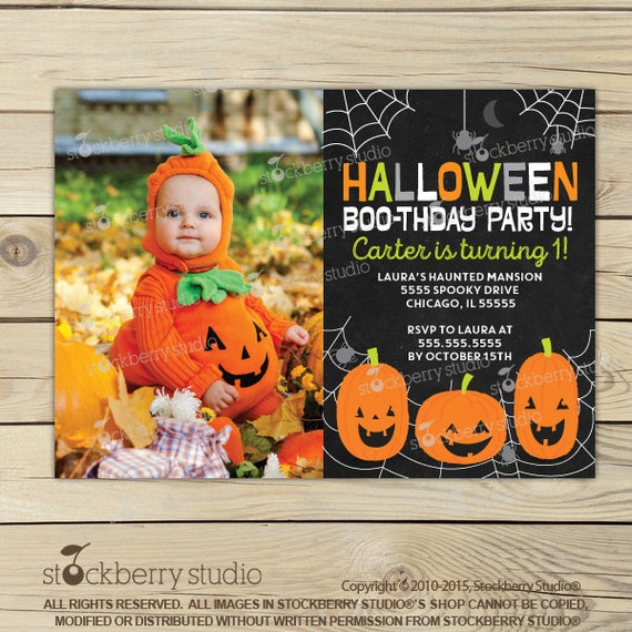 Halloween 1st Birthday Invitation - Halloween Invites - Halloween Invitation - Halloween Party Invitations - Halloween Birthday Invites Il_570xn