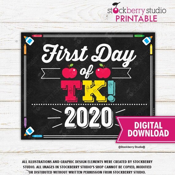 First Day of TK Sign Printable Transitional Kindergarten Photo Props 1st Day of School First Day of School Sign Instant Download Il_570xn