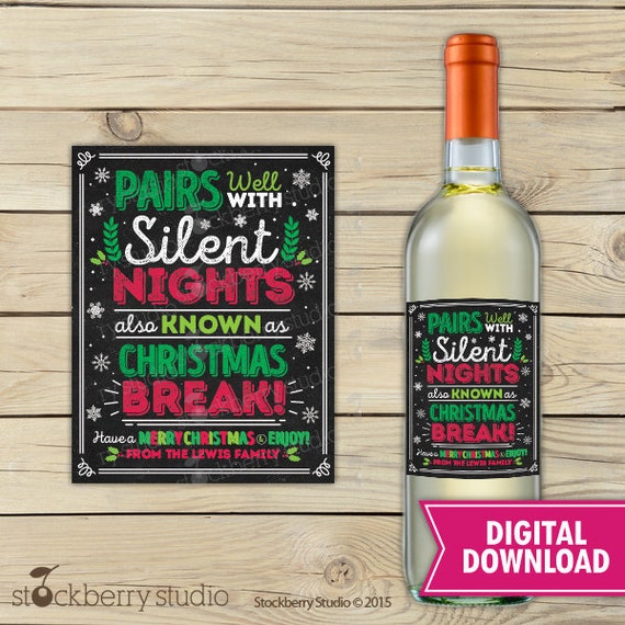 Funny Teacher Christmas Gifts - Teacher Christmas Wine Label - Funny Christmas Wine Labels ...