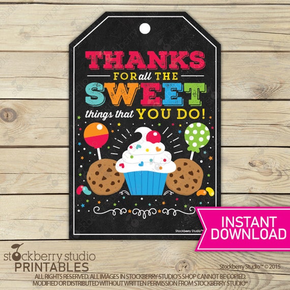 Teacher Thank Favor Tags - Teacher Appreciation Week Label - Cookie Treat Tag - Instant Download - Favor Tag - Printable Teacher Gift Tag Il_570xn