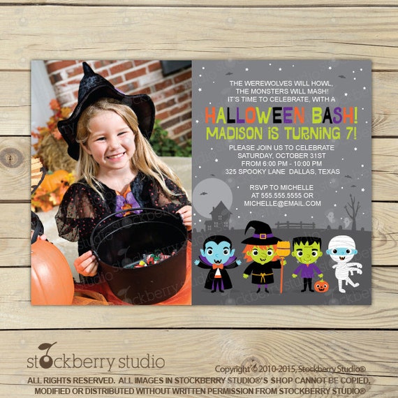 Halloween Birthday Invitation - Costume Party Invitation - Printable Kids Halloween Invitation - Halloween Birthday Party Invitations Photo Il_570xn