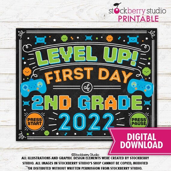 Video Game First Day of 2nd Grade Sign Gamer First Day of Second Grade Boy 1st Day of School First Day of School Printable Instant Download Il_570xn