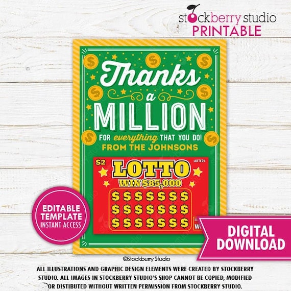 Thank You Lottery Ticket Holder - Printable Appreciation Gift