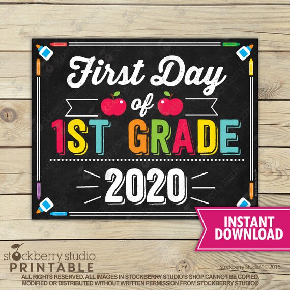 First Day of 1st Grade Sign - 1st Day of School Printable - First Day of School Sign - Photo Props - Chalkboard Sign Instant Download Il_570xn