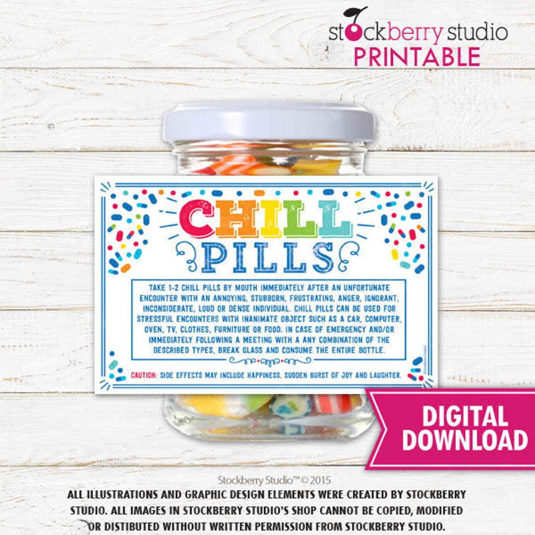 Chill Pill Label Printable Prescription Label Funny Coworker - Etsy Canada