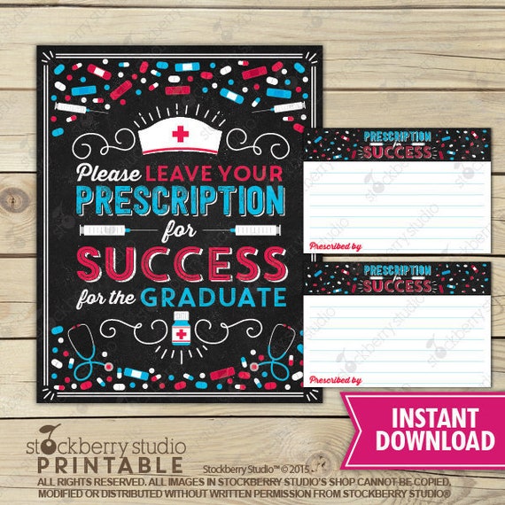 Prescription for Success Advice and Wishes Nurse Graduation Sign Printable Pharmacist School Graduation Doctor Graduation Wishes Card Il_570xn