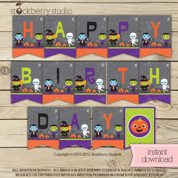 Halloween Birthday Banner - Halloween Printables - Kids Halloween Party - Halloween Birthday Party - Halloween Birthday Party Decorations Il_570xn