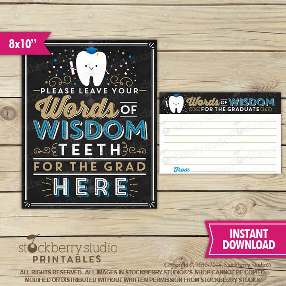 Dental Graduation Words of Wisdom - Dental Graduation Party Sign Printable - Dental College Graduate - Instant Download - Dental Retirement Il_570xn