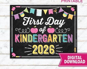 Girl First Day of Kindergaten Sign 1st Day of School Printable First Day of School Sign 1st Day of Kindergarten Sign Instant Download