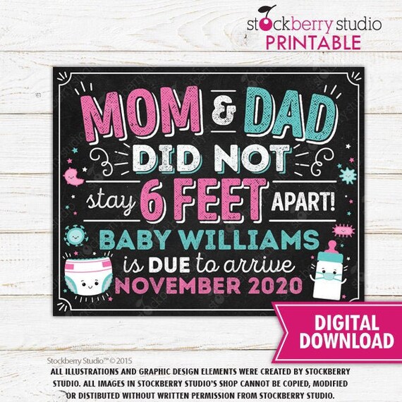 Quarantine Pregnancy Announcement Sign Printable Social Distancing Baby Announcement Sign Social Distance Pregnancy Announcement Digital Il_570xn
