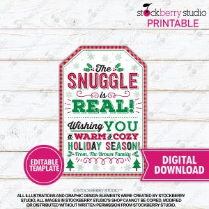 The Snuggle is Real Christmas Gift Tags Printable Secret Santa Gift Tag ...