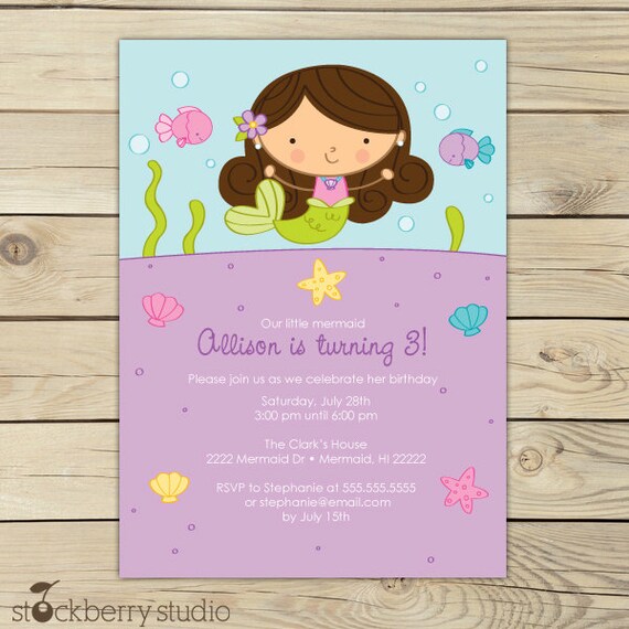 Mermaid 1st Birthday Invitation Printable - Mermaid First Birthday Invitation - Mermaid Birthday Invitation - Under the Sea 1st Birthday Il_570xn
