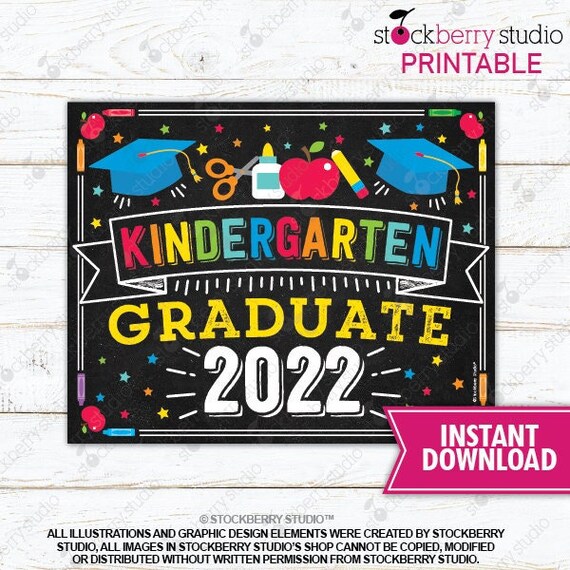 Kindergarten Graduation Sign Printable Last Day of Kindergarten Sign Last Day of School Sign Kindergarten Graduate Photo Prop Download Il_570xn