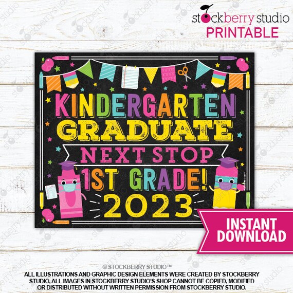 Kindergarten Graduation Sign Printable Girl Last Day of - Etsy