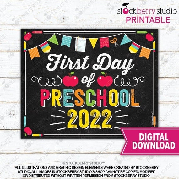 First Day of Preschool Sign First Day of Pre-school Sign Printable Girl First Day of School Sign Boy Back to School Digital Instant Download Il_570xn