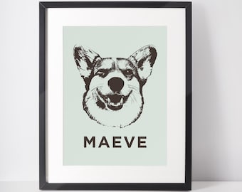 Custom Pet Portrait from Photo, Two Tone Dog or Cat Print, Modern Pet Art, Personalized Pet Gift, Pet Memorial Wall Decor