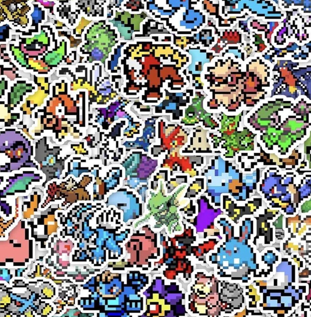 Retro Pokemon Stickers Cute Pixel Game PVC Sticker, Gifts for Laptop ...