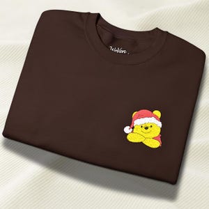 Christmas Embroidered Winnie the Pooh Crewneck Sweatshirt | Limited Edition Pooh Winter Sweater | Cute Christmas Sweatshirt | Xmas Gift