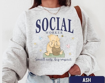 Sudadera para trabajador social, regalo para trabajador social, camiseta de oso para trabajador social, regalo de agradecimiento para trabajador social, camiseta vintage de oso para trabajador social