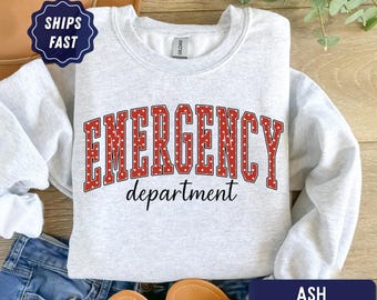 ER Nurse Christmas Sweatshirt, Emergency Department Holiday Crewneck, Emergency Room Nurse Shirt, ER Nurse Gift, Holiday ER Dept Sweater