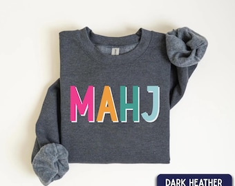 MAHJ Sweatshirt,  Mah Jongg Crewneck, Mahjong Christmas gift, Christmas Gift for Mahjong Players, Mahjong Lover Shirt, Mahj League Sweater