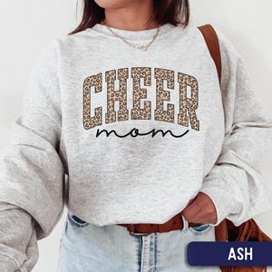 Cheer Mom Sweatshirt, Leopard Cheerleading Mom outfit, Cheetah Print cheer mom, Game Day Cheer Mom wear, Sports Mom Gift Ash