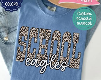 Custom Leopard Mascot Shirt, Personalized School Spirit T-Shirt, Customizable Lions Bulldogs Eagles Shirt, Game day shirt, school team shirt