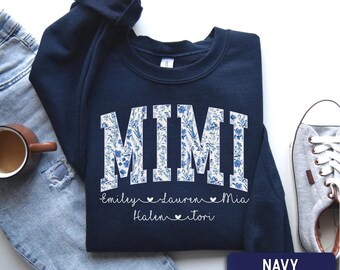Mimi Floral Sweatshirt, Personalized Grandma Crewneck, Custom Grandkids Names Sweater, Mimi Gift, Mother’s Day Mimi Shirt