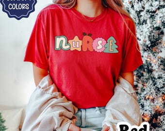 Nurse Christmas Shirt, Comfort Colors Registered Nurse Christmas sweatshirt, RN Holiday shirt, Nurse Xmas Gift, Holly Jolly Merry Nurse