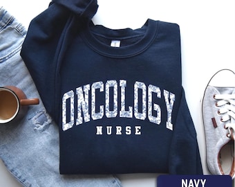 Oncology Nurse Sweatshirt, Blue Floral Oncology Nurse Crewneck, Blue Toile Oncology Nurse Sweater, Nursing School Grad Gift, Oncology RN
